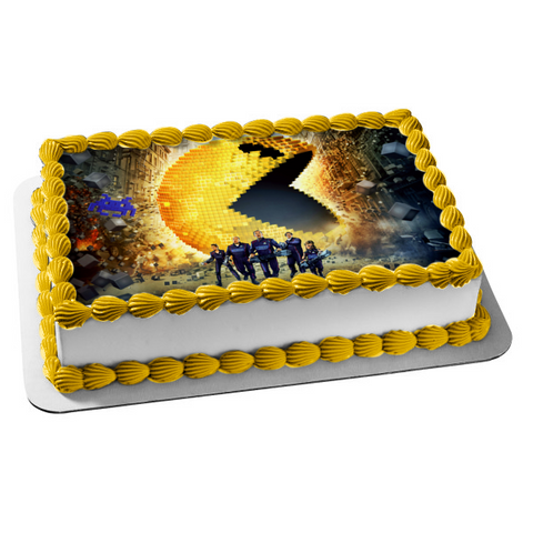 Pixels Movie Pacman Team Edible Cake Topper Image ABPID00026
