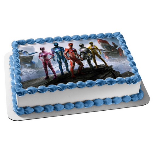 Power Rangers Movie Jason Zach Billy Trini Kimberly Quantasaurus Rex Edible Cake Topper Image ABPID00229