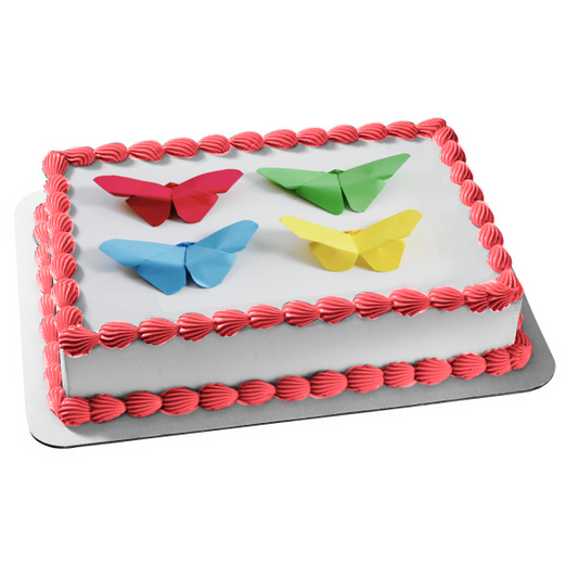 Origami Rainbow Butterfly Crafts Edible Cake Topper Image ABPID52270
