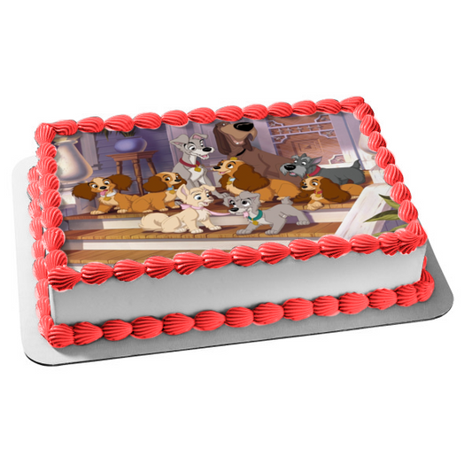 Lady and the Tramp Family and Friends Jock Trusty Scamp Angel Annette Collette Danielle Edible Cake Topper Image ABPID52306