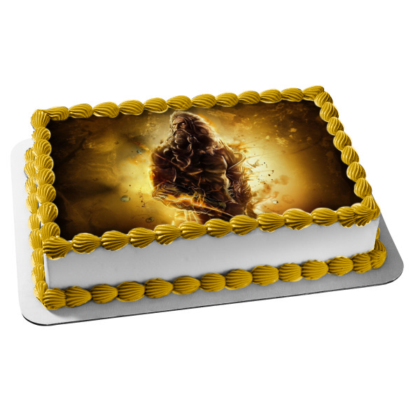 Golden Zeus God of War Edible Cake Topper Image ABPID52311