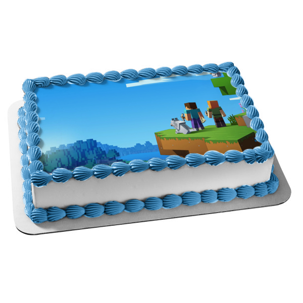 Minecraft 2020 Assorted Character Skins Dog Bird Mountains Edible Cake Topper Image ABPID51088