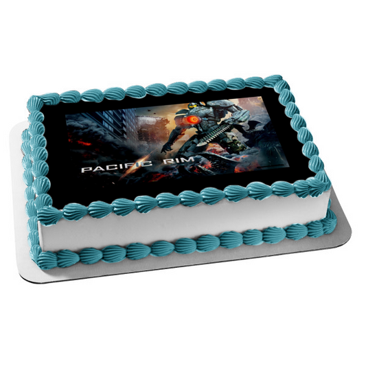 Pacific Rim Movie Poster on Black Border Edible Cake Topper Image ABPID00716