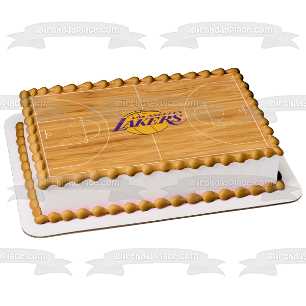 Los Angeles Lakers Logo Basketball Court NBA Professional Sports Edible Cake Topper Image ABPID00727