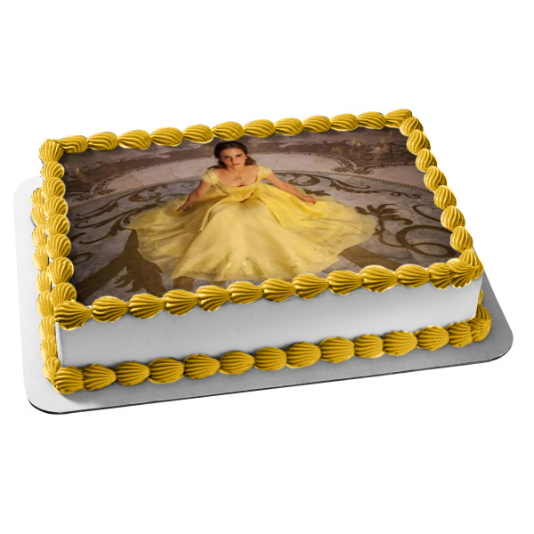 Beauty and the Beast Belle Yellow Dress Edible Cake Topper Image ABPID00743
