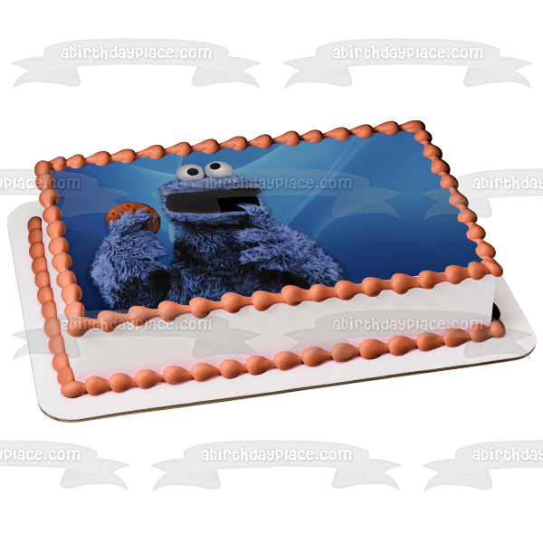 Sesame Street Cookie Monster Eat Cookie Edible Cake Topper Image ABPID00753
