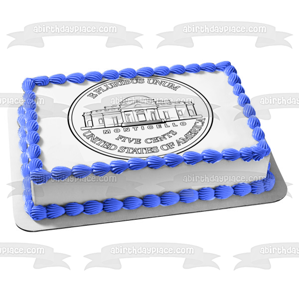 Nickel Five Cents Rear Face Monticello Edible Cake Topper Image ABPID00760