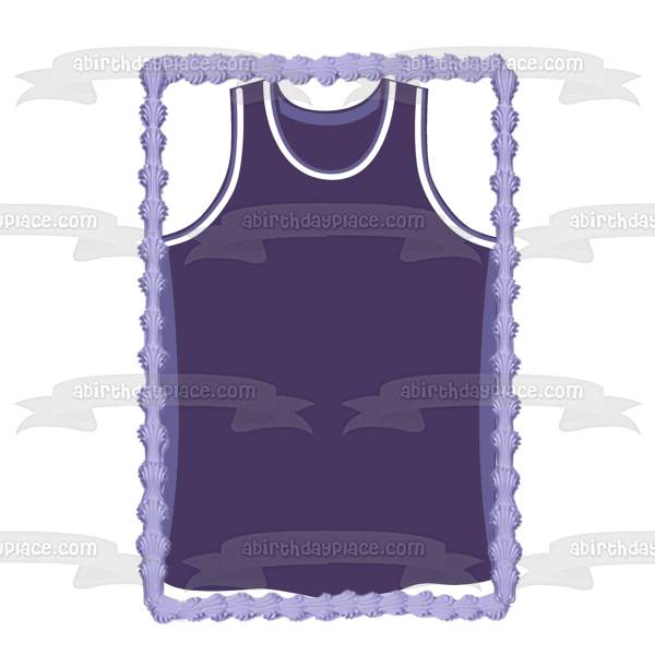 Basketball Jersey Purple White Sports Edible Cake Topper Image ABPID00763