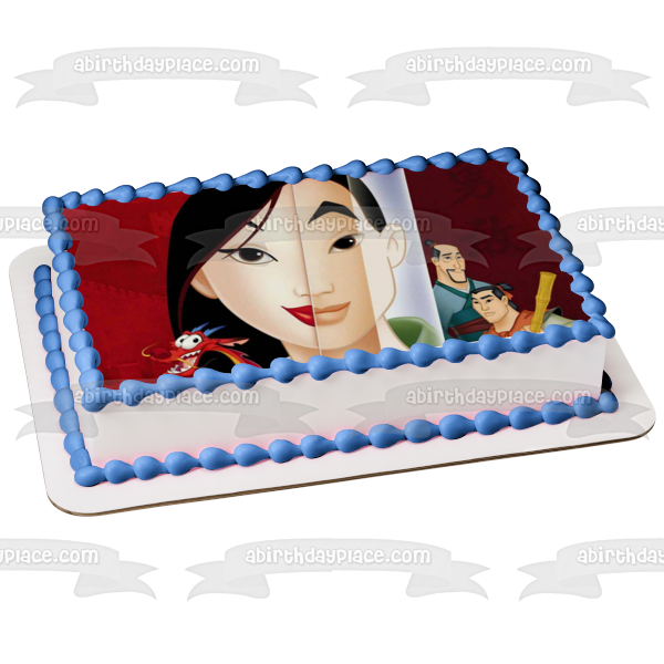 Mulan Sword Red Background Edible Cake Topper Image ABPID00812