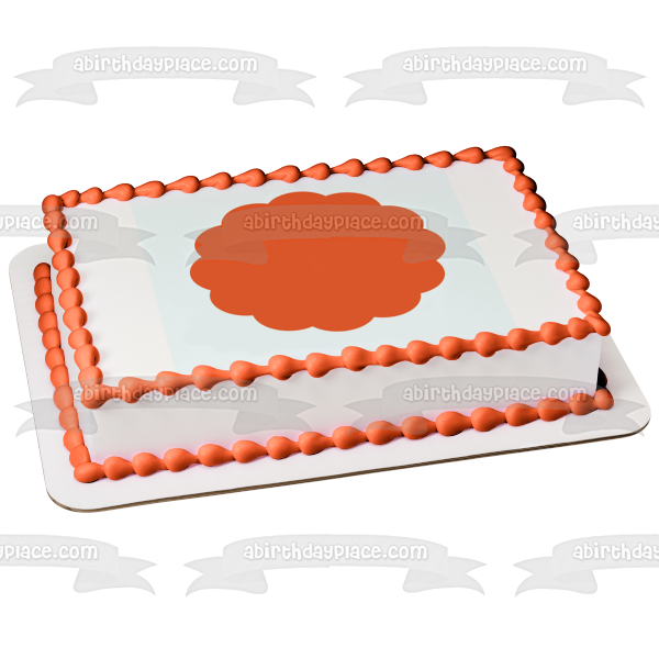 Orange Scalloped Circle on White Background Edible Cake Topper Image ABPID00819