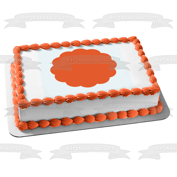 Orange Scalloped Circle on White Background Edible Cake Topper Image ABPID00819