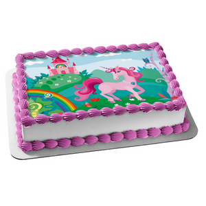 Unicorn with Rainbow Coloring Book Edible Cake Topper Image ABPID00820