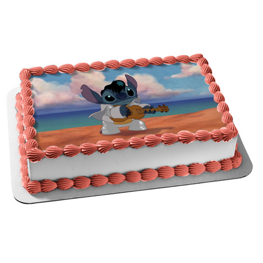 Lilo and Stitch Stitch Elvis Ukulele Edible Cake Topper Image ABPID52230