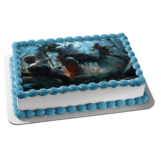 Imagen comestible para decoración de tarta con escena de batalla de God of War ABPID00823 