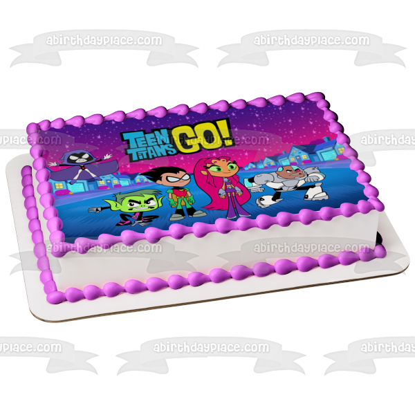 Teen Titans Go Robin Raven Cyborg Star Fire Beast Boy Edible Cake Topper Image ABPID00833