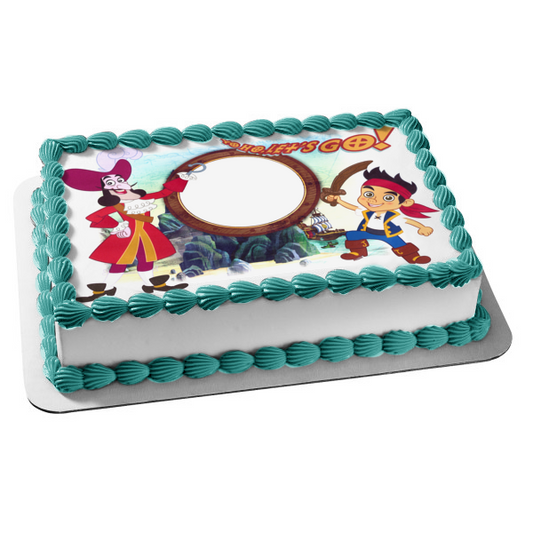 Marco de imagen comestible para decoración de tarta Jake y los Piratas del País de Nunca Jamás Jake y el Capitán Garfio ABPID07234 