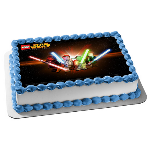 LEGO Star Wars Anakin Skywalker Luke Skywalker Yoda Darth Maul Edible Cake Topper Image ABPID08312
