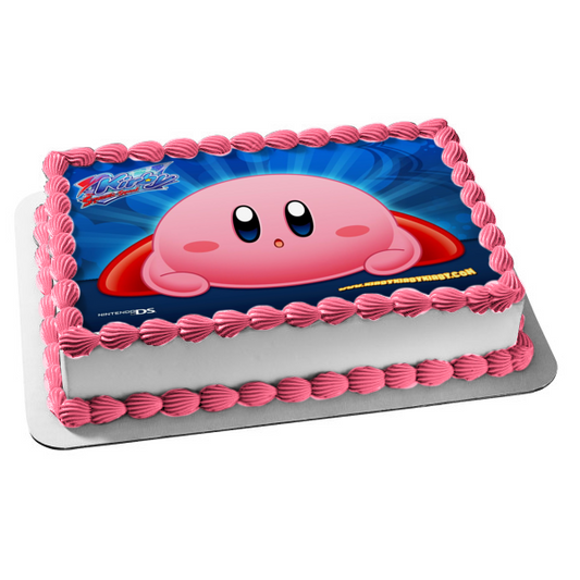Kirby Squeak Squad Fondo azul Nintendo Ds Imagen comestible para decoración de tarta ABPID08425 