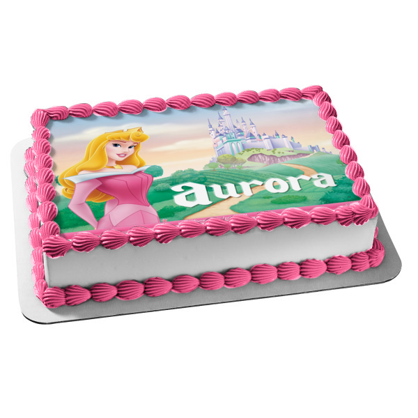 Disney Princess Aurora Castle Edible Cake Topper Image ABPID08433