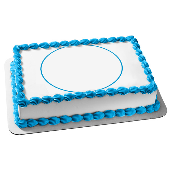 Blue Circle Outline Edible Cake Topper Image ABPID11736