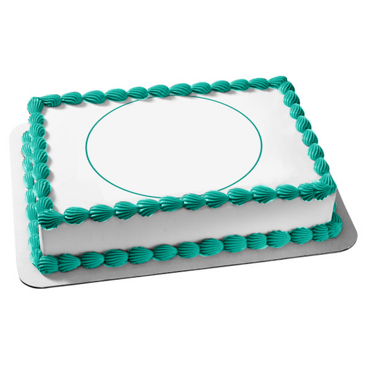 Green Circle Outline Edible Cake Topper Image ABPID11737