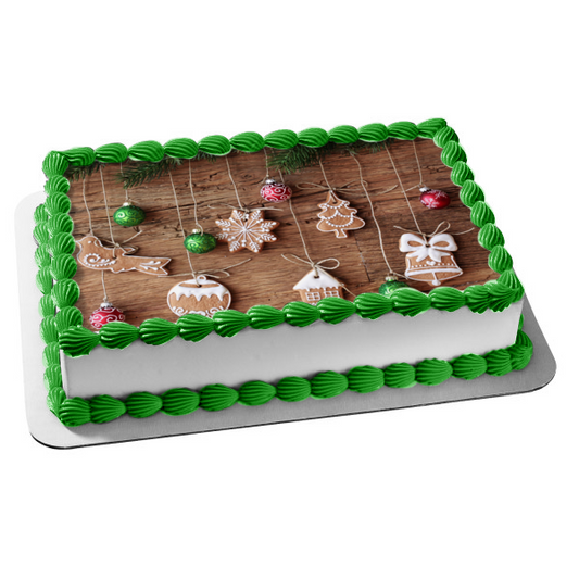 Christmas Cookie Christmas Tree Ball Ornaments Edible Cake Topper Image ABPID50615