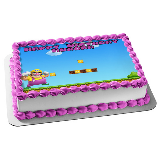 Wario Super Mario Smash Brothers Personalized Edible Cake Topper Image ABPID50657