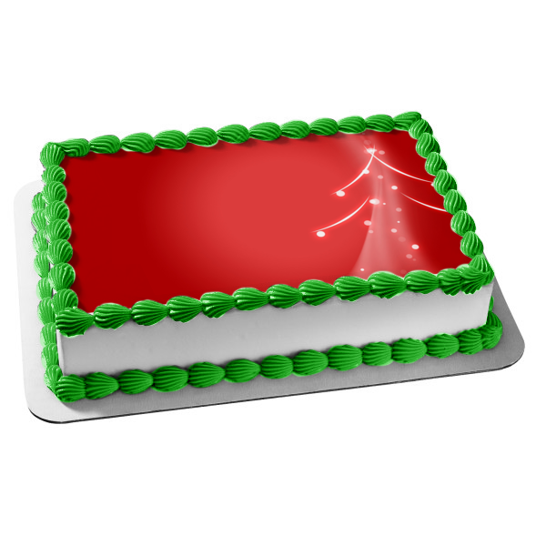 Christmas White Christmas Tree Red Background Edible Cake Topper Image ABPID50691