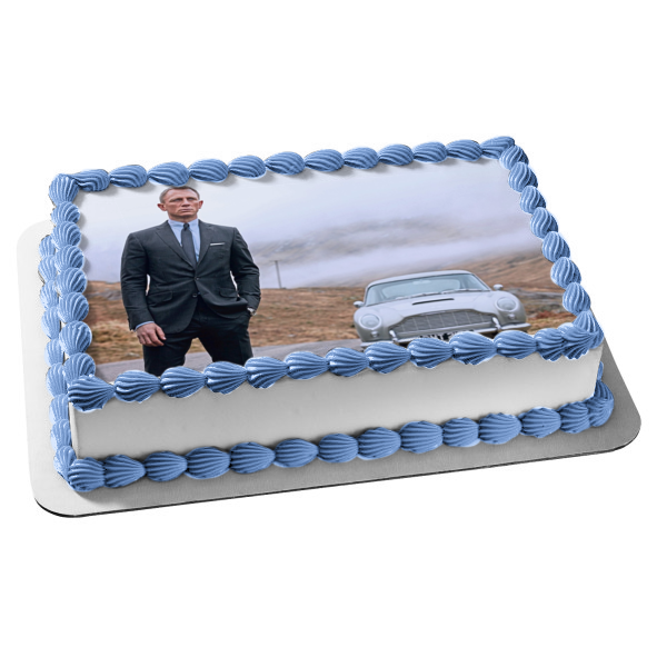 James Bond 007 No Time to Die Aston Martin DB5 Classic Car Edible Cake Topper Image ABPID50885