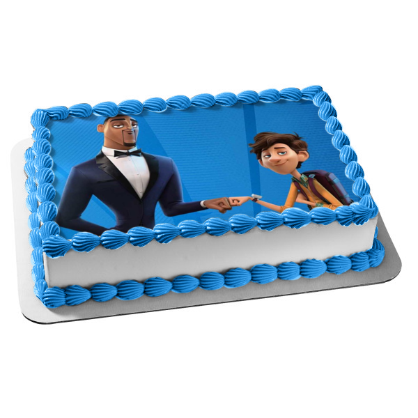Spies In Disguise Lance Sterling Walter Beckett Blue Background Edible Cake Topper Image ABPID51106