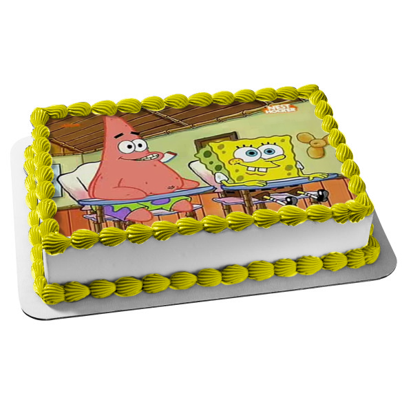 SpongeBob SquarePants Patrick School Desks Smiling Faces Edible Cake Topper Image ABPID51169