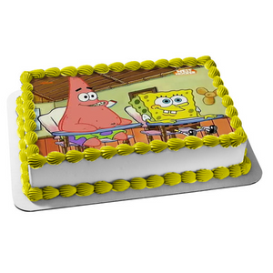 Spongebob Squarepants Patrick School Desks Smiling Faces Edible Cake Topper Image ABPID51169