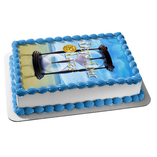 Days of Our Lives Hourglass 50 Years Cloudy Sky Background Edible Cake Topper Image ABPID51255
