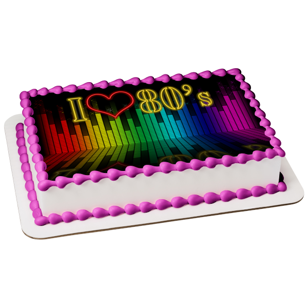I Love the 80's Decades Party Dance 80s Music Edible Cake Topper Image ABPID51272