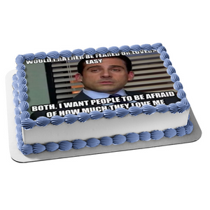 Meme the Office Michael Scott Would I Rather Be Feared or Loved Edible Cake Topper Image ABPID51463