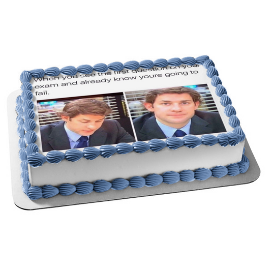Meme the Office Jim Halpert School Exam Meme Edible Cake Topper Image ABPID51466