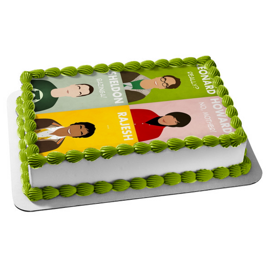 Meme the Big Bang Theory Cartoon Leanord Howard Sheldon Rajesh Edible Cake Topper Image ABPID51493
