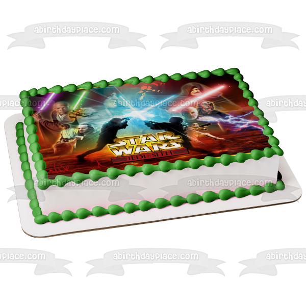 Star Wars Jedi Sith Darth Maul Mace Windu Qui-Gon Jinn Count Dooku Edible Cake Topper Image ABPID08504