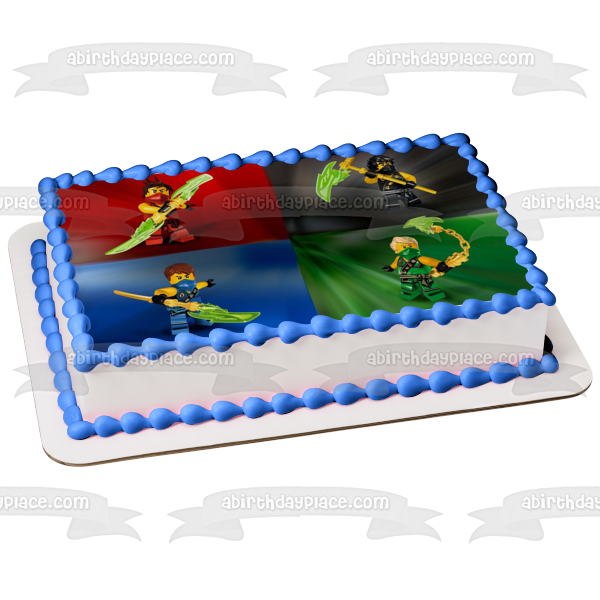 LEGO Ninjago Tournament Lloyd Kai Jay Cole Edible Cake Topper Image ABPID27542