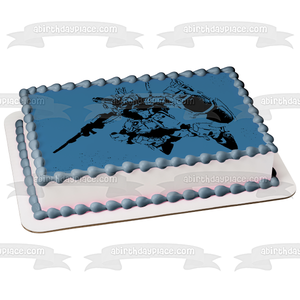 Gundam In Flight Gundam Wing Mecha Gunpla Battle Robot Anime Blue Background Edible Cake Topper Image ABPID52351