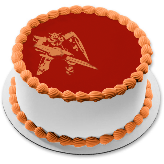 Gundam Wing Mecha Gunpla Battle Robot Anime Red Embossed Edible Cake Topper Image ABPID52350