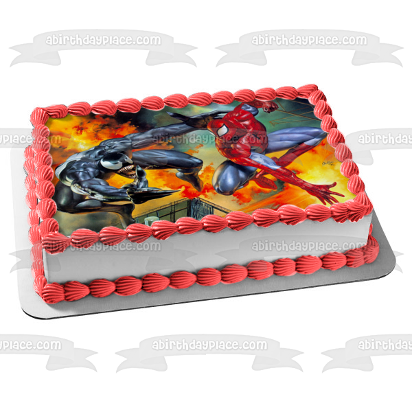 Spider-Man Venom Fire Edible Cake Topper Image ABPID01690