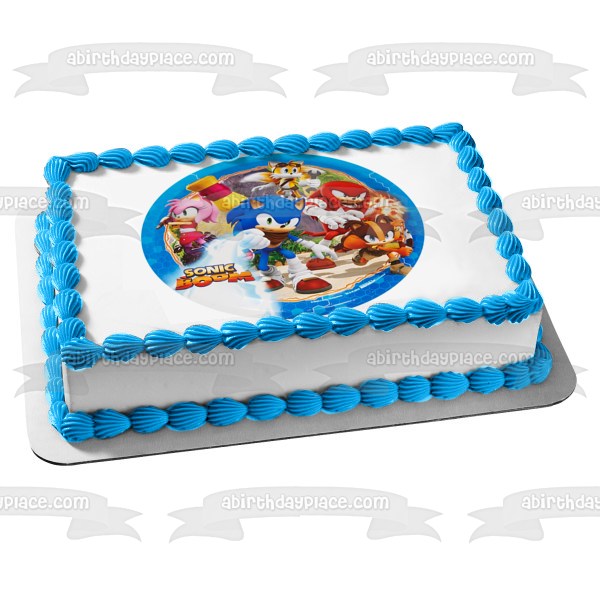 Sonic the Hedgehog Boom Amy Rose and Knuckles the Echidna Edible Cake Topper Image ABPID03353