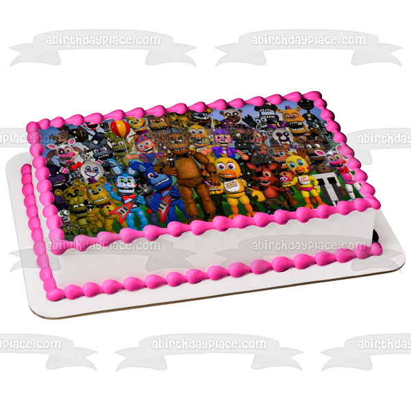 Five Nights at Freddy's Freddy Fazbear Bonnie and Foxy Edible Cake Topper Image ABPID05506