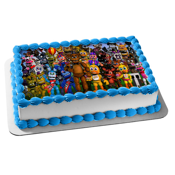 Five Nights at Freddy's Freddy Fazbear Bonnie and Foxy Edible Cake Topper Image ABPID05506