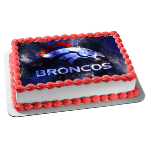 Denver Broncos 2018 Logo NFL Blue Background Edible Cake Topper Image ABPID08801