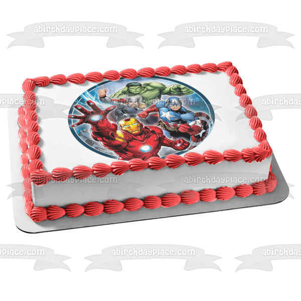 Avengers Hulk Thor Iron Man Captain America Edible Cake Topper Image ABPID21788