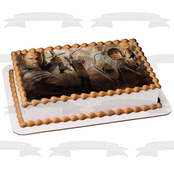 El Señor de los Anillos Las Dos Torres Gandalf Frodo Arogorn y Legolas Imagen comestible para decoración de tarta ABPID03961 