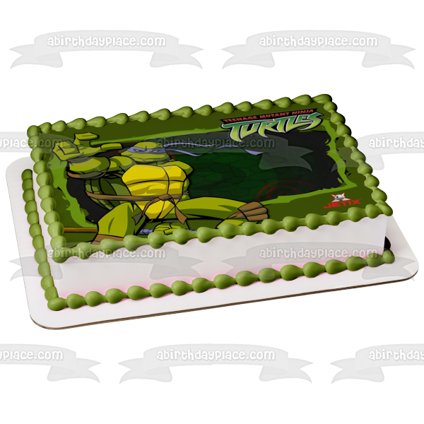 Teenage Mutant Ninja Turtles Logo Leonardo Edible Cake Topper Image ABPID07775