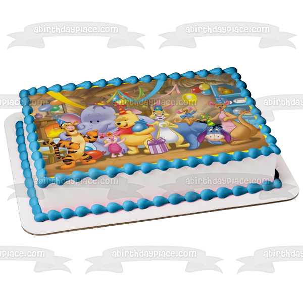 Disney Winnie the Pooh Eeyore Piglet Tigger Kanga Roo Rabbit Heffalump Birthday Party Edible Cake Topper Image ABPID27533